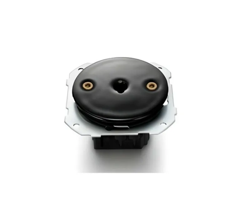 Interrupteur*Fontini Mécanisme, Do Low, Simple, Porcelaine noir, Va-et-vient x1, L7,2cm, H7,2cm -