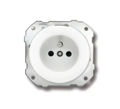 Prise*Fontini Mécanisme, Do Low, Simple, Prise-2P+T x1, Porcelaine blanc, L7,2cm, H7,2cm -
