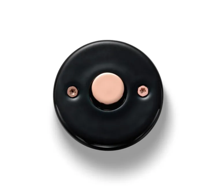 Mécanisme, Do, Simple, Porcelaine noir, Poussoir x1, Cuivre brillant, L6,4cm, H6,4cm - Fontini
