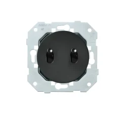 Interrupteur*Fontini Mécanisme, DOM, Simple, Va-et-vient x1et Poussoir x1, Noir mat, L7,1cm, H7,1cm -