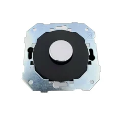 Interrupteur*Fontini Mécanisme, DOM, Simple, Variateur x1, Chrome, Noir mat, L7,1cm, H7,1cm -