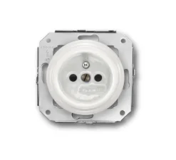 Mécanisme, Garby Colonial, Simple, Prise-PC x1, Porcelaine blanc, L7,2cm, H6,4cm - Fontini