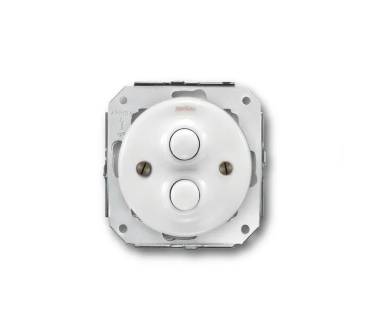 Mécanisme, Garby Colonial, Simple, Poussoir x2, Porcelaine Blanc, L7,2cm, H6,4cm - Fontini