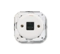 Mécanisme, Garby Colonial, Simple, Porcelaine blanc, Prise-RJ45 UTP Cat 6 x1, L7,2cm, H7,2cm - Fontini