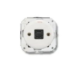 Prise*Fontini Mécanisme, Garby Colonial, Simple, Prise-USB A/C x1, Porcelaine blanc, L7,2cm, H6,4cm -