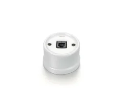 Prise*Fontini Mécanisme, Garby, Simple, Porcelaine blanc, Prise-RJ45 x1, L6,45cm, H6,45cm -