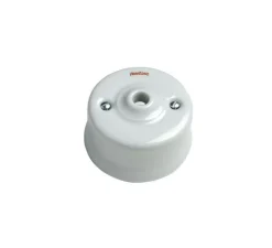 Accessoires*Fontini Mécanisme, Garby, Simple, Porcelaine blanc, Sortie de câble x1, L6,45cm, H6,45cm -