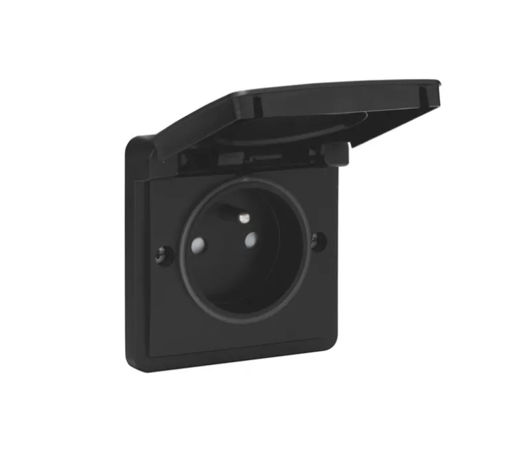 Mécanisme, Hydro, Simple, Noir, Prise-2P+T étanche x1, L7,2cm, H7,2cm - Niko