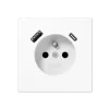 Mécanisme, LS 990, Simple, Blanc brillant, Prise-2P+T x1, Prise-USB A x1, Prise-USB C x1, L8,5cm, H6,7cm - Jung