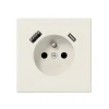 Prise*Jung Mécanisme, LS 990, Simple, Ivoire, Prise-2P+T x1, Prise-USB A x1, Prise-USB C x1, L7cm, H7cm -