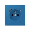 Prise*Jung Mécanisme, LS 990, Simple, Le Corbusier Bleu Céruléen 31 32030, Prise-2P+T x1, Prise-USB A x1, Prise-USB C x1, L8,5cm, H6,7cm -