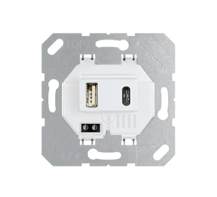 Mécanisme, LS 990, Simple, Prise-USB A/C x1, Blanc, L8,5cm, H6,7cm - Jung