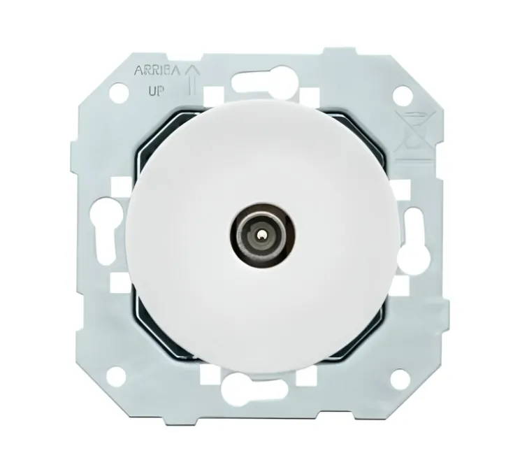 Mécanisme, Prise, DOM, Carré, Blanc glossy, Prise TV, L7,1cm, H7,1cm - Fontini