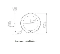 Miroir, Hublot 600, Albâtre veines marron, Bronze marron foncé patiné, IP44, LED, dim, 2700K, 816 lm, Ø60cm, H3cm - Entrelacs