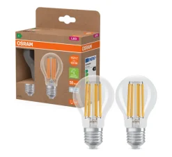 Ampoule*Osram Pack de 2, Ampoule LED, E27, Classic A, class A, , 4000K, 1521 lm, Ø6cm, H10,5cm - Transparent