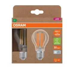 Ampoule*Osram Pack de 2, Ampoule LED, E27, Classic A, class A, , 4000K, 1521 lm, Ø6cm, H10,5cm - Transparent