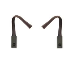 Pack duo, 2 appliques, Flexiled 40, avec interrupteur, bronze brossé, simili cuir marron, LED, 2700K, 400lm, L4,6cm, H40cm - Contardi