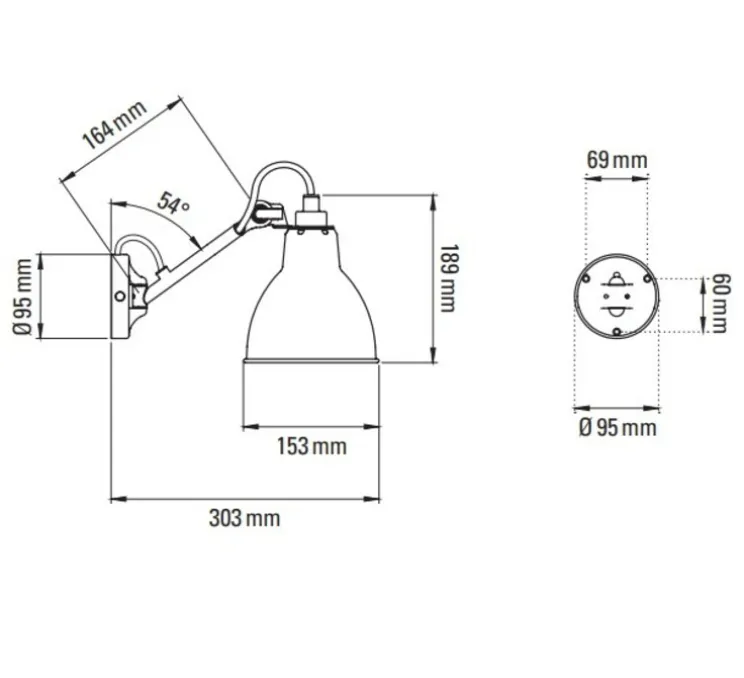 PACK DUO, Applique murale, Lampe Gras N°104, noir, L15,3cm, H18,9cm - DCW éditions Paris