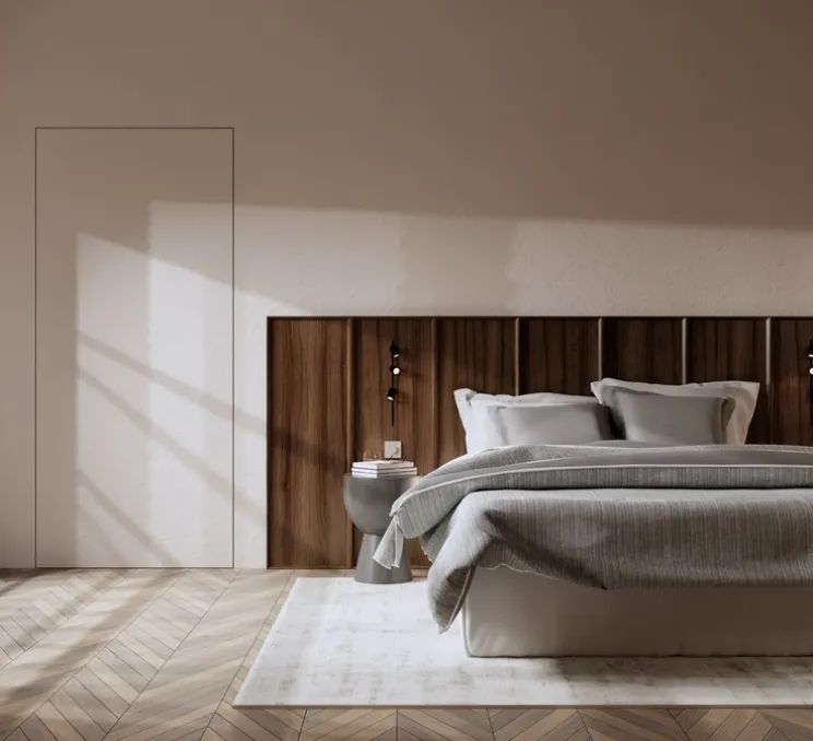Panneau simple pour tête de lit, Wallwood, biais, noyer, L40cm, H120cm - Studio gazelles editions