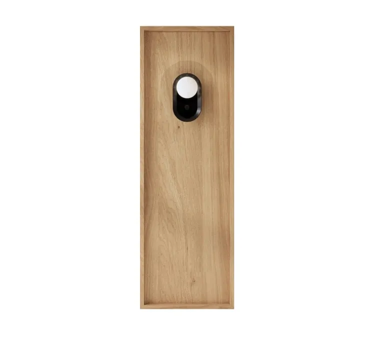 Panneau simple, Wallwood, droit + applique Maya, pour tête de lit, chêne et laiton, 2700K, 580 lm, L40cm, H120cm - Studio Gazelles Editions