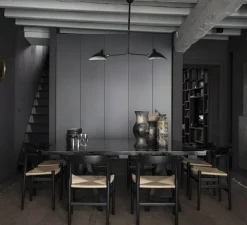 Plafonnier, 2 bras fixes, noir, Ø105cm - Serge Mouille