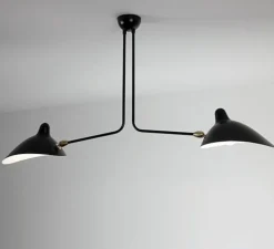Plafonnier, 2 bras fixes, noir, Ø105cm - Serge Mouille