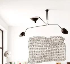 Plafonnier, 3 bras pivotants, noir, Ø135cm - Serge Mouille