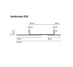 Plafonnier & Spot*Marset Plafonnier, Ambrosia 210, , LED, dim, 2700K, 3042 lm, L210cm, H26,6cm - noir