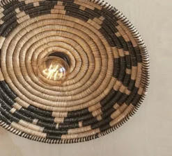 Plafonnier, Andros, noir, naturel, Ø45cm, H8cm - Good&Mojo