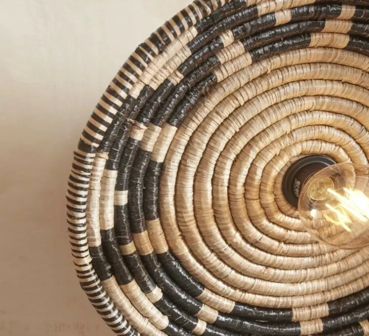 Plafonnier, Andros, noir, naturel, Ø45cm, H8cm - Good&Mojo