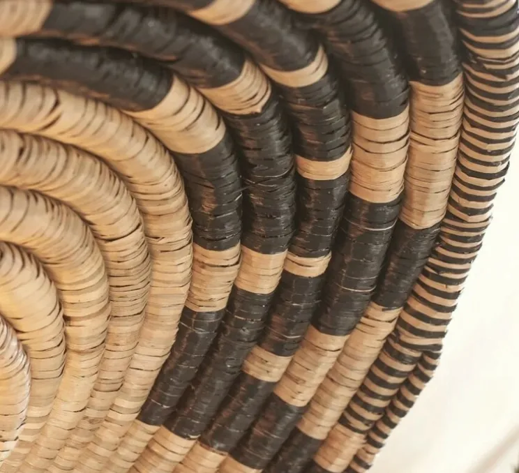 Plafonnier, Andros, noir, naturel, Ø45cm, H8cm - Good&Mojo