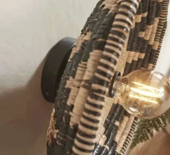 Plafonnier, Andros, noir, naturel, Ø45cm, H8cm - Good&Mojo