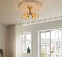 Plafonnier, Apiales 6, Laiton, verre transparent, L50cm, H29cm - Nuura