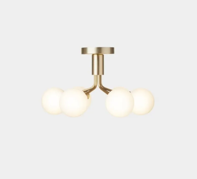 Plafonnier & Spot*Nuura Plafonnier, Apiales 6, , L50cm, H29cm - laiton, verre opalin