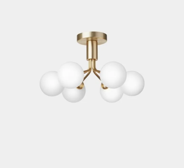 Plafonnier & Spot*Nuura Plafonnier, Apiales 6, , L50cm, H29cm - laiton, verre opalin