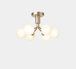 Plafonnier & Spot*Nuura Plafonnier, Apiales 6, , L50cm, H29cm - laiton, verre opalin