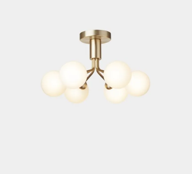 Plafonnier & Spot*Nuura Plafonnier, Apiales 6, , L50cm, H29cm - laiton, verre opalin