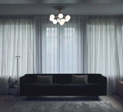 Plafonnier & Spot*Nuura Plafonnier, Apiales 9, , Ø59,5cm, H39,9cm - laiton brossé, verre opalin