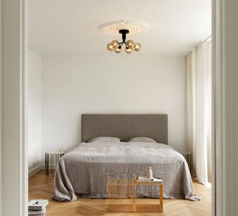 Plafonnier & Spot*Nuura Plafonnier, Apiales 6, transparent, L50cm, H29cm - noir satin, verre