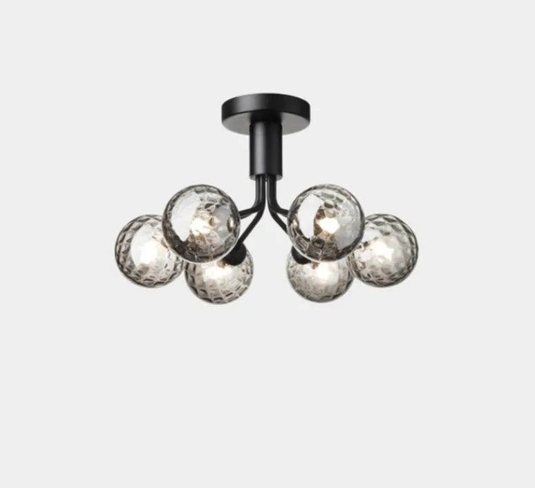 Plafonnier & Spot*Nuura Plafonnier, Apiales 6, transparent, L50cm, H29cm - noir satin, verre