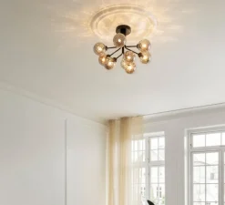 Plafonnier & Spot*Nuura Plafonnier, Apiales 9, transparent, L59,5cm, H39,9cm - noir satin, verre