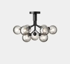 Plafonnier & Spot*Nuura Plafonnier, Apiales 9, transparent, L59,5cm, H39,9cm - noir satin, verre