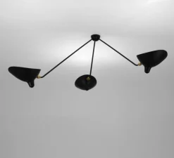Plafonnier, Araignée trois bras, noir, L115cm, H65cm - Serge Mouille