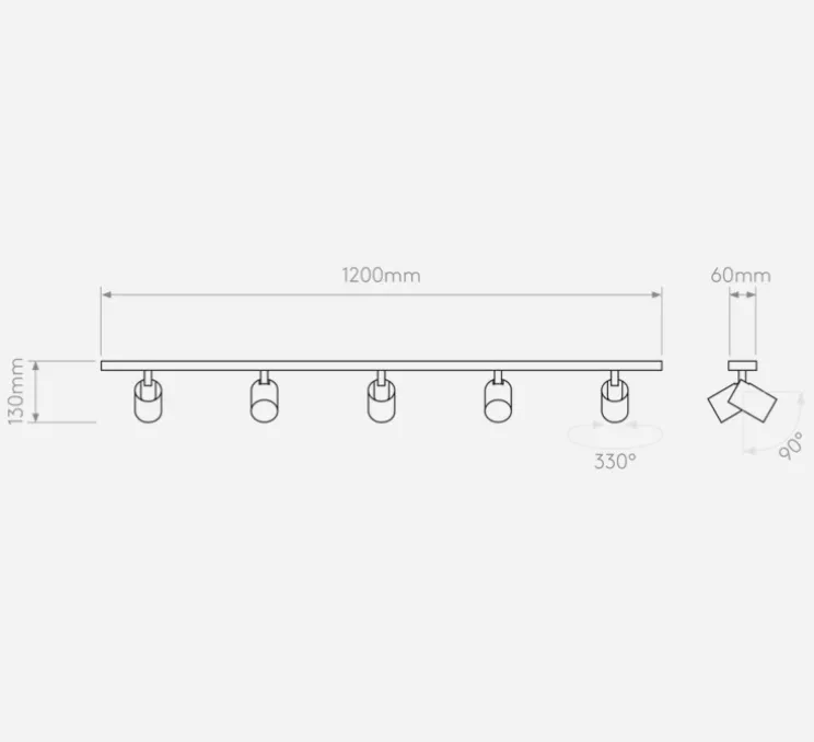 Plafonnier, Ascoli five Bar, nickel mat, L120cm, H13cm - Astro