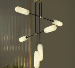 Plafonnier & Spot*Aromas del Campo Plafonnier, Atil, , Ø127,5cm, H206cm - noir mat et verre opalin