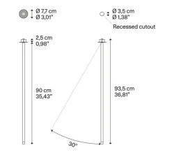 Plafonnier & Spot*Lodes Plafonnier, A-Tube Nano Swing large, , LED, dim, 3000K, 480 lm, Ø3,5cm, H90cm - noir mat