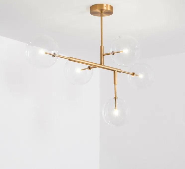 Plafonnier, Axis, laiton brossé, Ø31,4cm, H155cm - Schwung