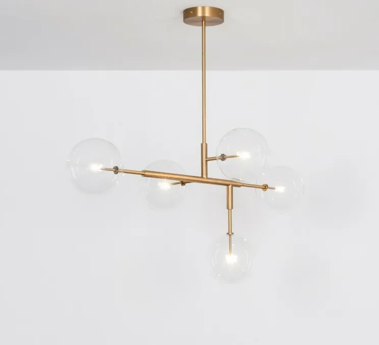 Plafonnier, Axis, laiton brossé, Ø31,4cm, H155cm - Schwung