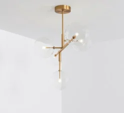 Plafonnier, Axis, laiton brossé, Ø31,4cm, H155cm - Schwung