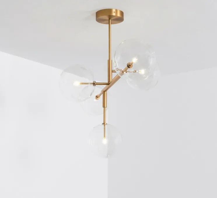 Plafonnier, Axis, laiton brossé, Ø31,4cm, H155cm - Schwung